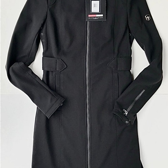 Ladies Y2K Long Black Coat, Victorinox Swiss Army, Fitted Coat, Sz 0(XS) NWT - Picture 8 of 11